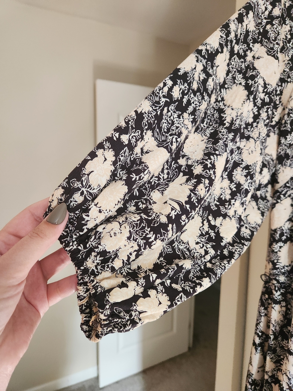 LC Lauren Conrad Cream and Black Floral Mini Dress Peter Pan Collar - Picture 5 of 5